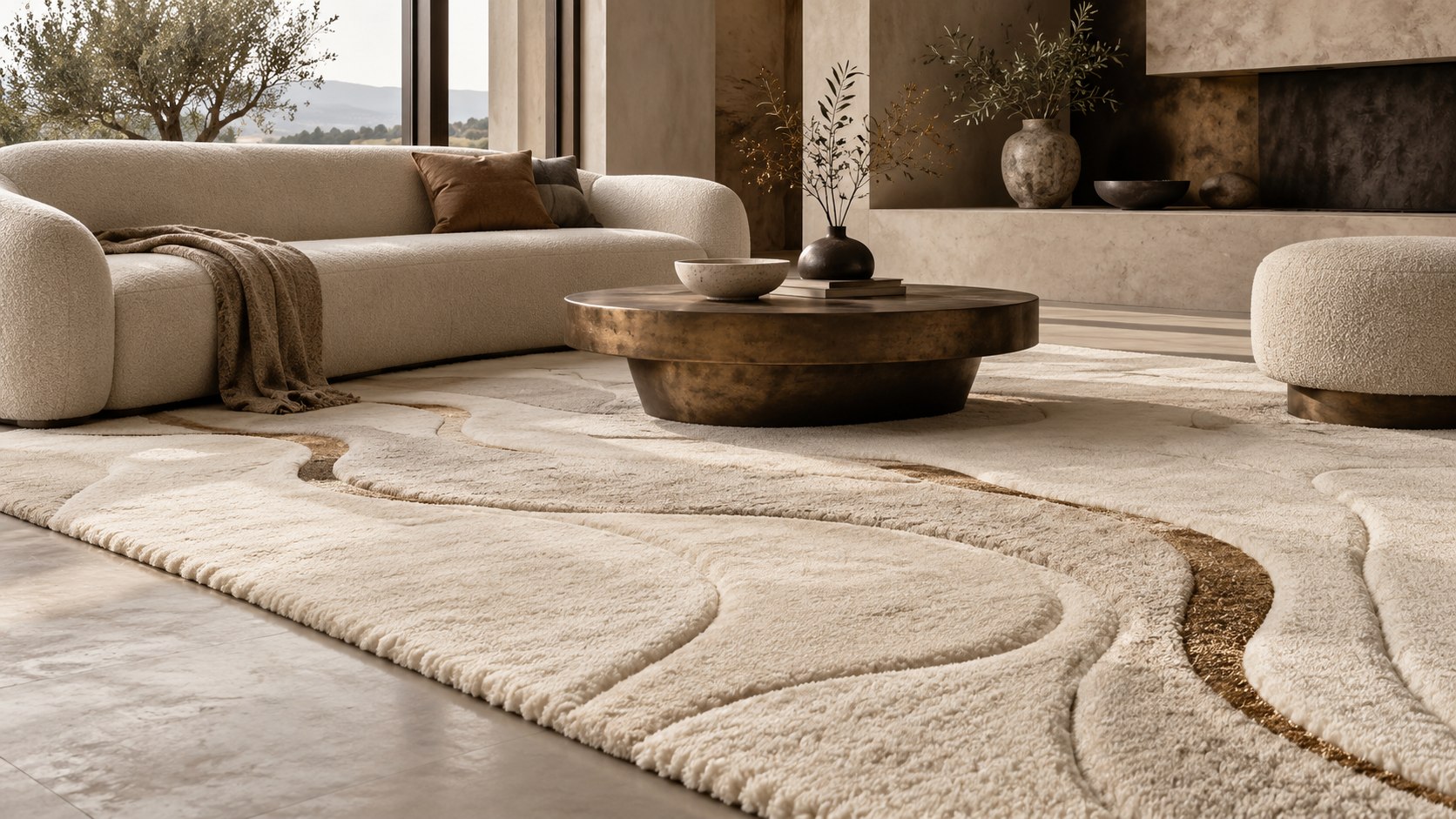 Sculpted hand-tufted rug in a contemporary interior